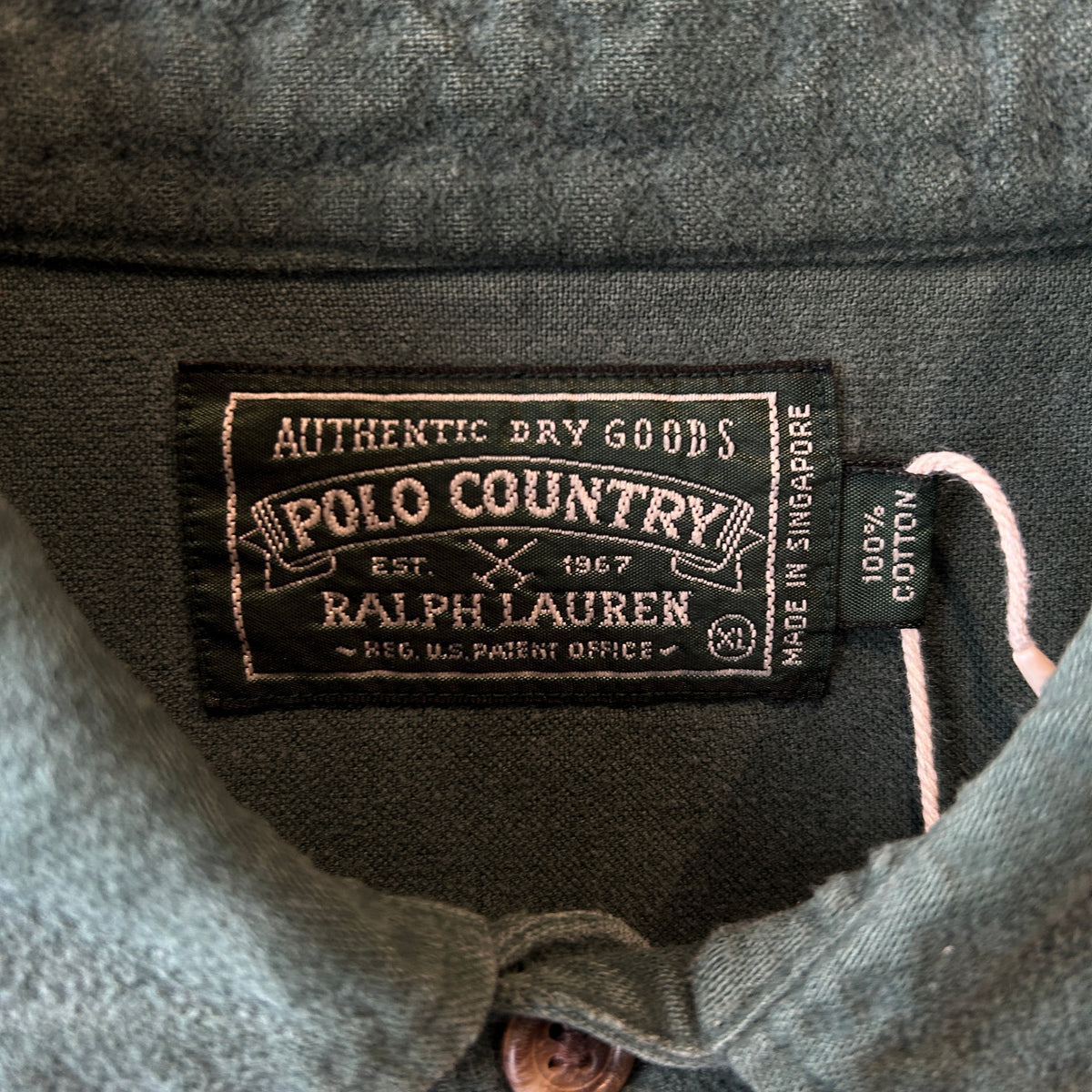 90's Polo Country ポロカントリー シャモアクロスシャツ グリーン(L)/A5313SH-SO