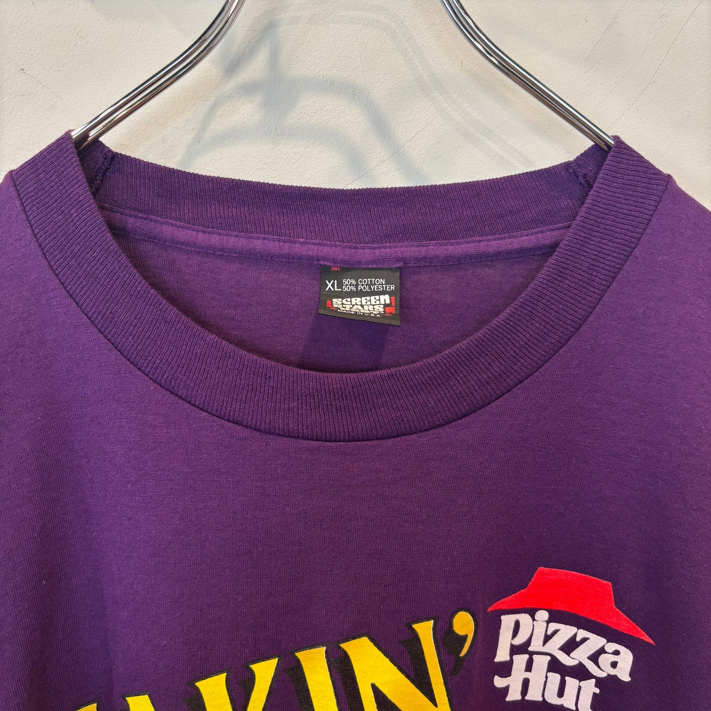 90's Pizza Hut ピザハット アドバタイジングTシャツ パープル(XL)/C1072T-SO