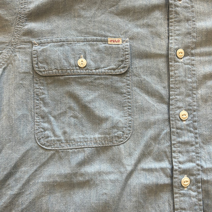 90's Polo by Ralph Lauren シャンブレーシャツ ライトブルー (L)/A7773SH-SO
