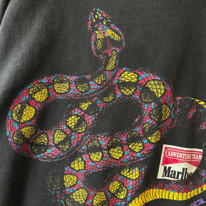 90's Marlboro マルボロ "SNAKE PASS" 企業Tシャツ 黒(Adult One Size)/0820T-SO