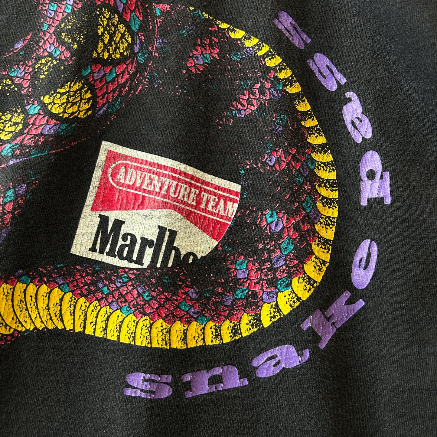 90's Marlboro マルボロ "SNAKE PASS" 企業Tシャツ 黒(Adult One Size)/0820T-SO