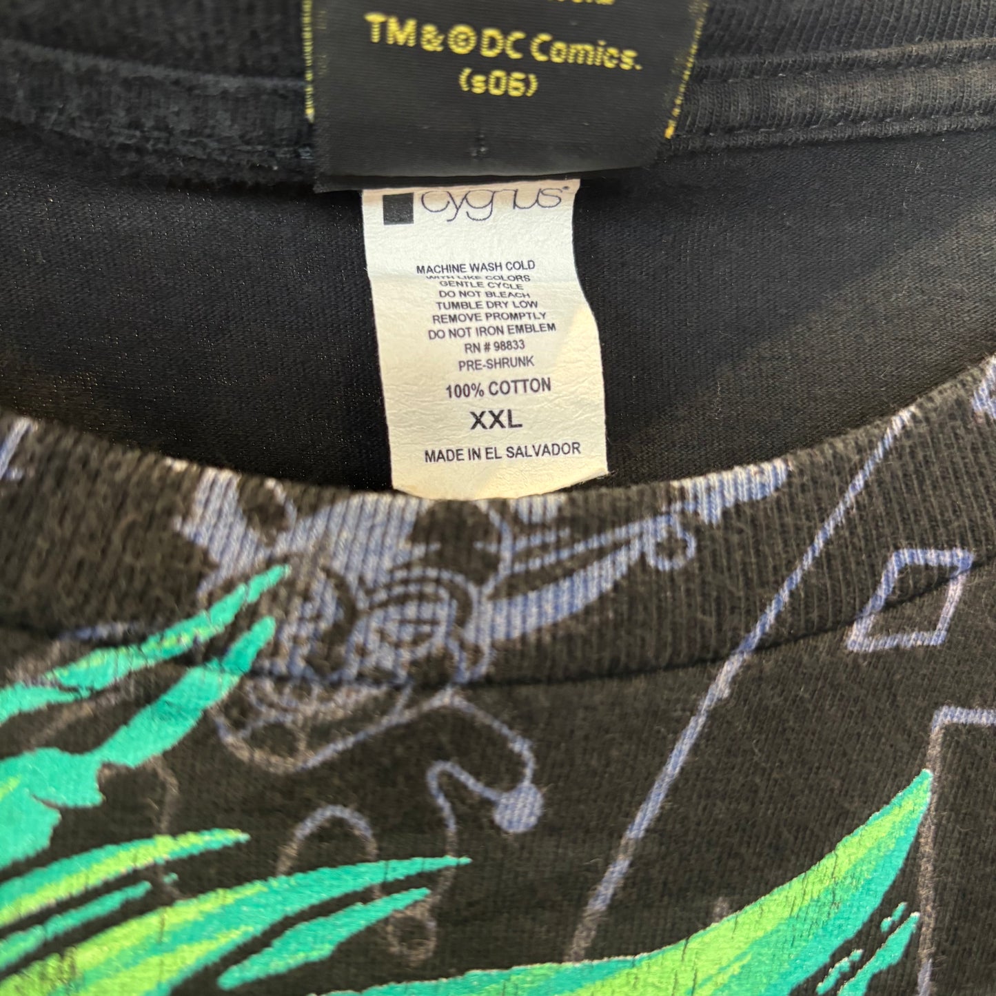 00's DCコミックス BATMAN ジョーカー プリント 総柄キャラクターTシャツ 黒(XXL)/B3068T-SO