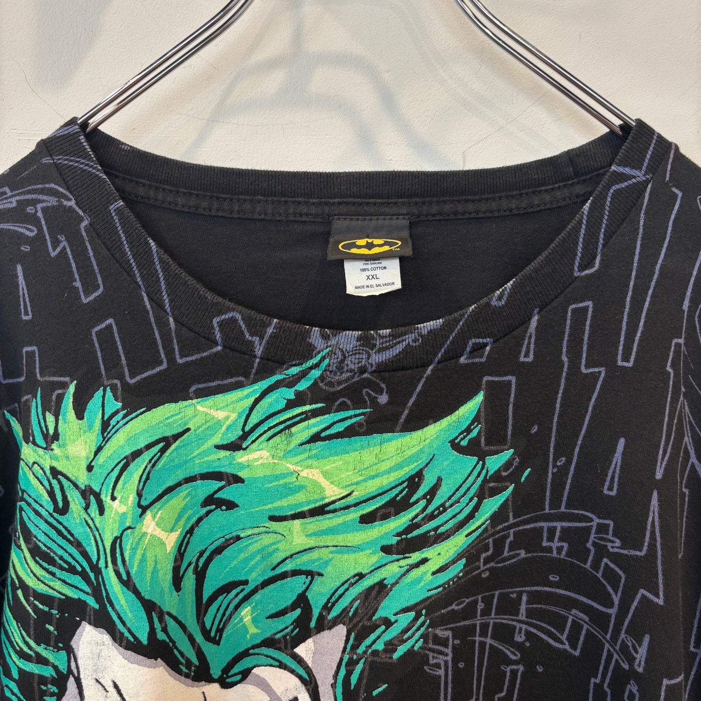 00's DCコミックス BATMAN ジョーカー プリント 総柄キャラクターTシャツ 黒(XXL)/B3068T-SO