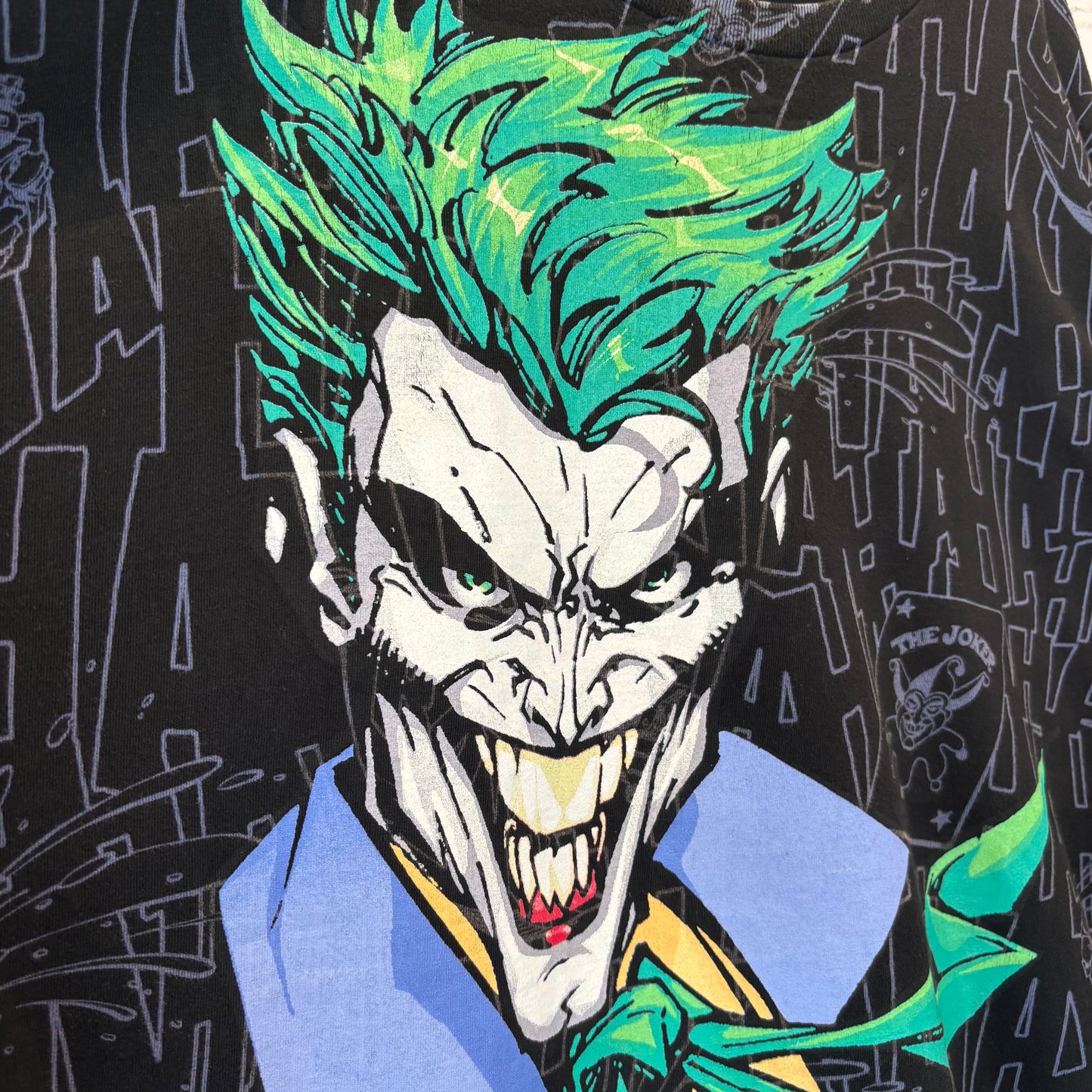 00's DCコミックス BATMAN ジョーカー プリント 総柄キャラクターTシャツ 黒(XXL)/B3068T-SO