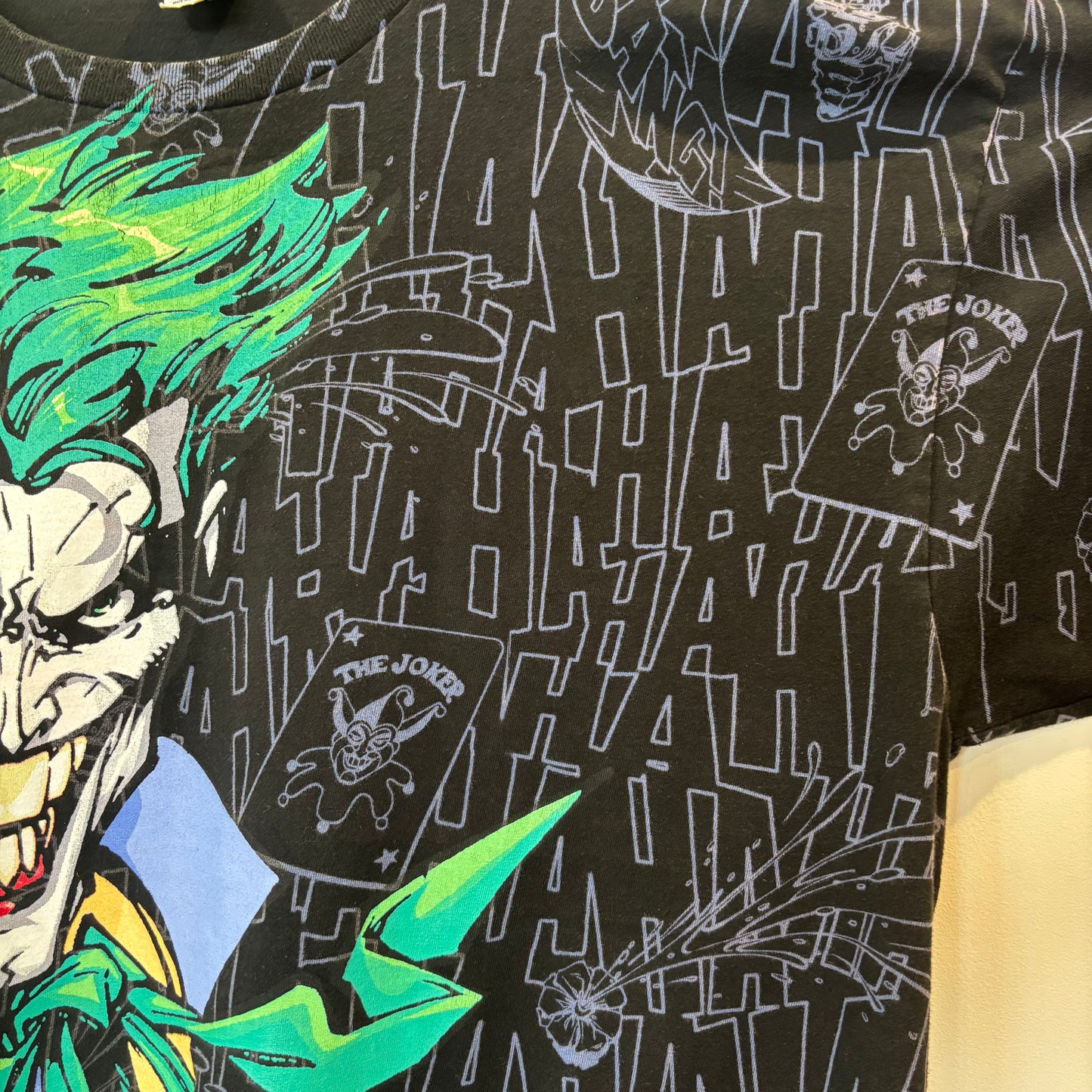 00's DCコミックス BATMAN ジョーカー プリント 総柄キャラクターTシャツ 黒(XXL)/B3068T-SO