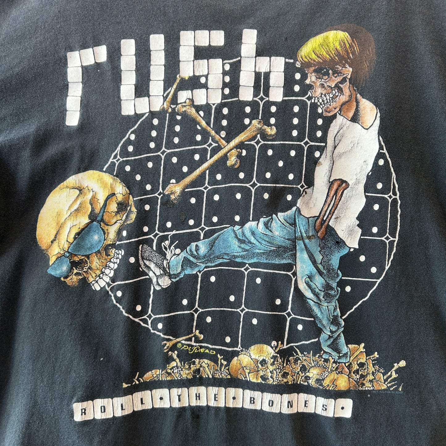 90's Rush ”Roll The Bones" ツアーT Pushead バンドTシャツ 黒/C0512T-SO
