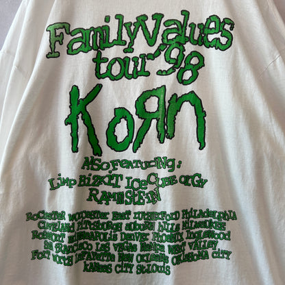 90's KORN ”Family Values Tour 98" ツアーロンT バンドTシャツ 袖プリント (XL)/C0285T-SO