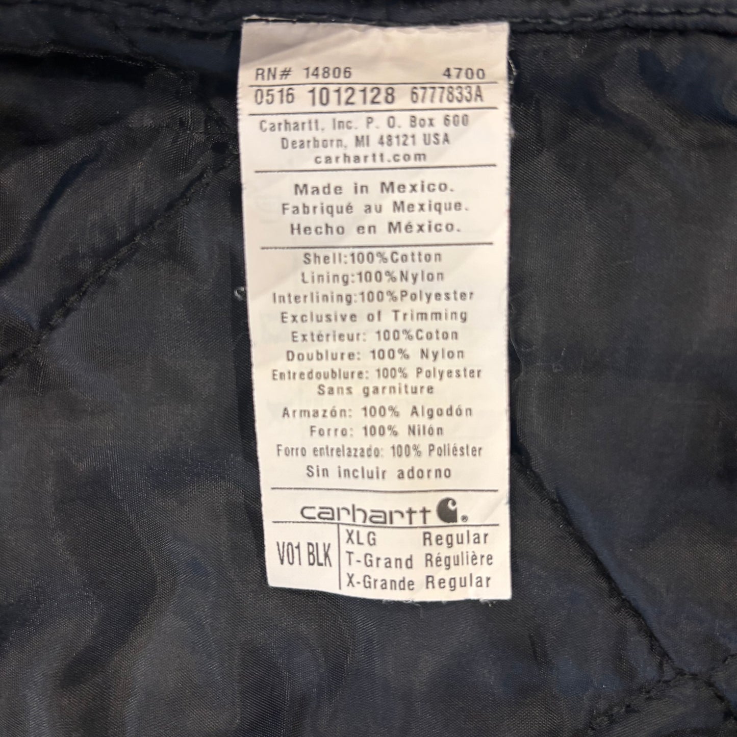 00's Carhartt カーハート ダックベスト V01  BLK ブラック (XL) /C0421V-SO