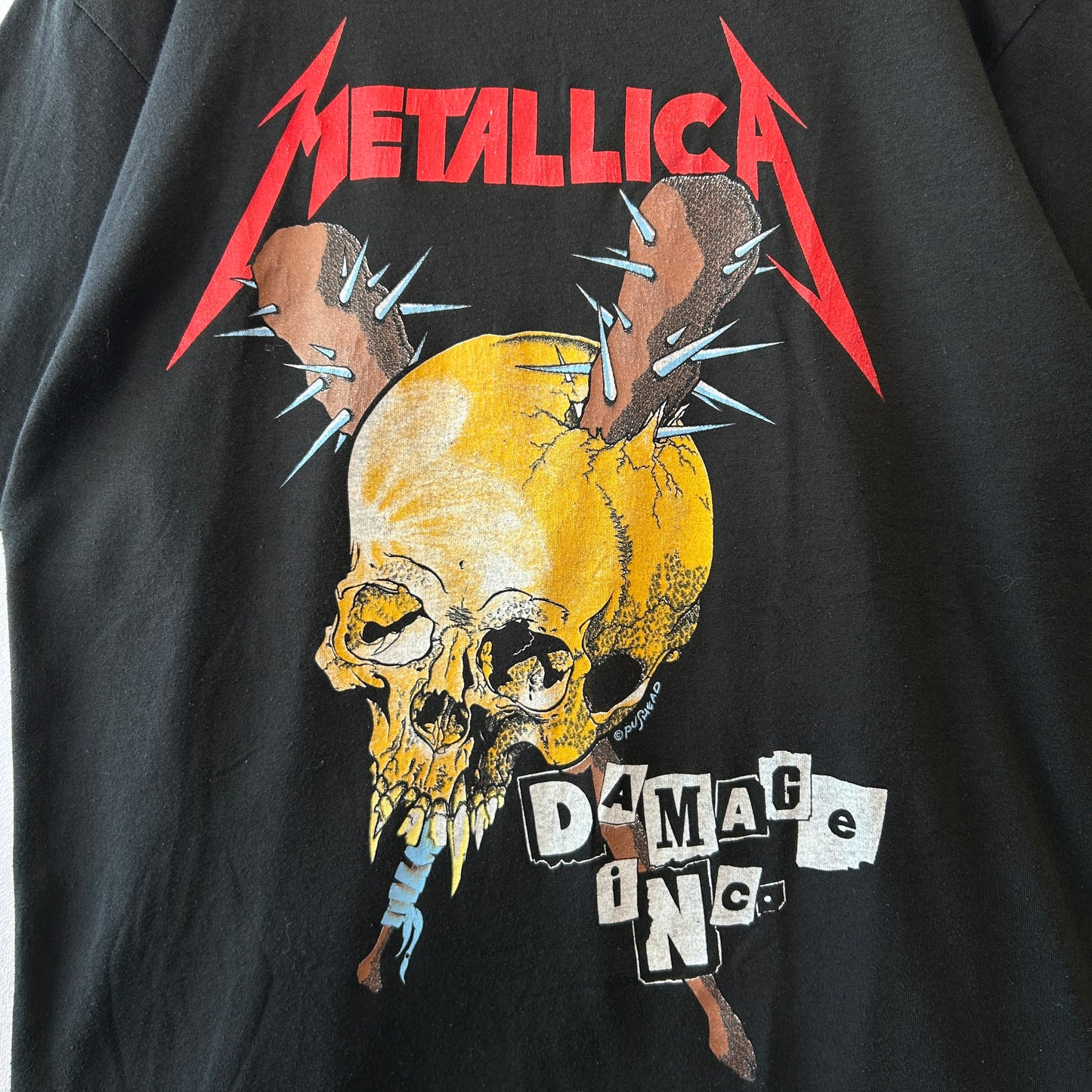 80's Metallica メタリカ Pushead Damage inc ツアーT バンドTシャツ 黒 CHED(XL)/C0284T-SO