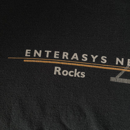 90's  COTTON DELUXE enterasys networks ジョンレノン バンド 企業 ロンT 黒 XL /A8259T-SO