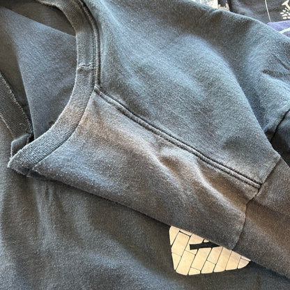 80's Adidas 発泡プリント ロゴTシャツ 黒 (2XL)/B1982T-SO