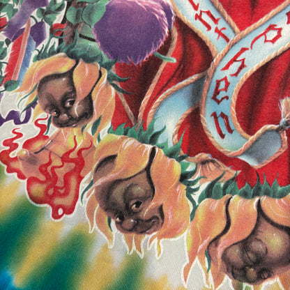90's  FRUIT OF THE LOOM  Grateful Dead タイダイ柄 デッドベアープリント バンド ロンT XL /A8260T-SO