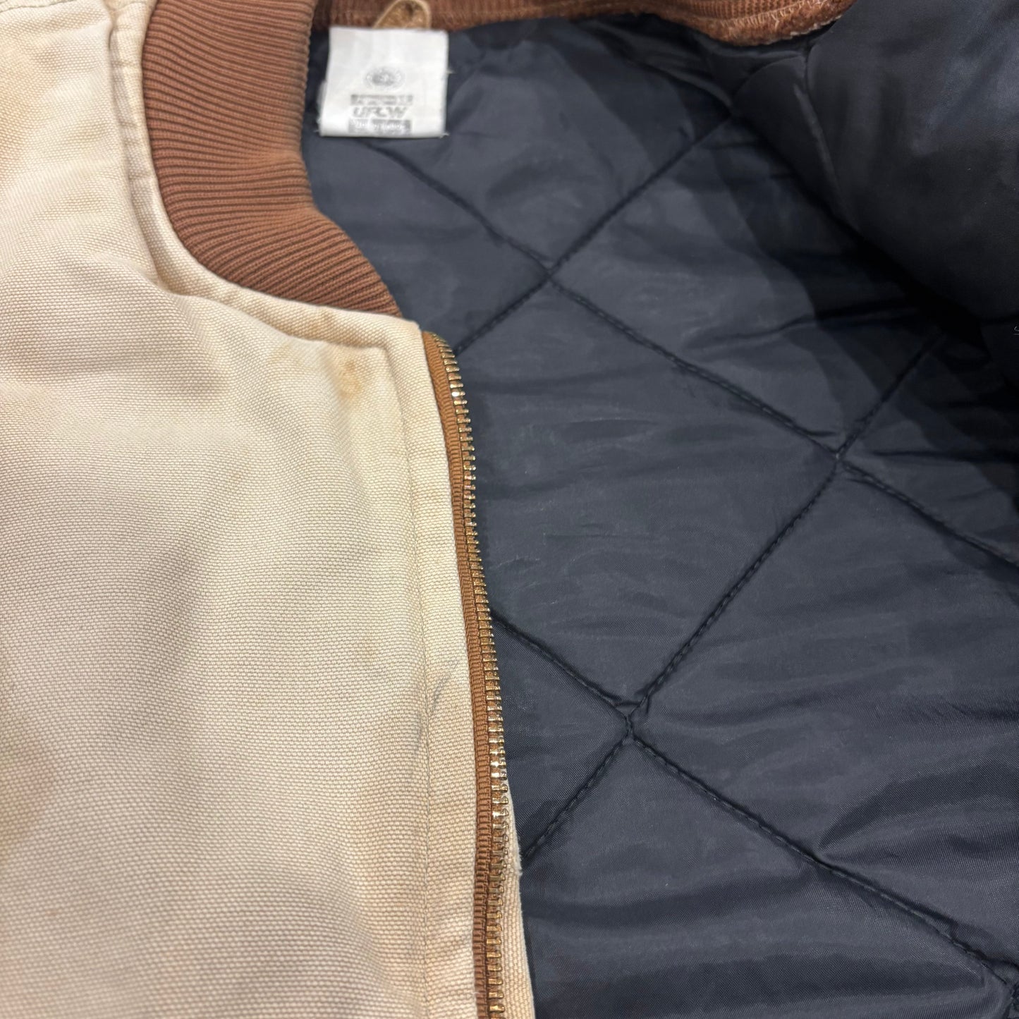 00's Carhartt カーハート ダックベスト BRN ブラウン 腰ゴム ベージュ系 （サイズ不明）/C0402V-SO