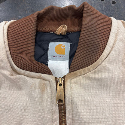 00's Carhartt カーハート ダックベスト BRN ブラウン 腰ゴム ベージュ系 （サイズ不明）/C0402V-SO