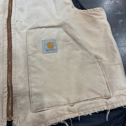 00's Carhartt カーハート ダックベスト BRN ブラウン 腰ゴム ベージュ系 （サイズ不明）/C0402V-SO