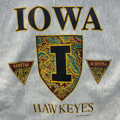 90's Crable Sportswear カレッジスウェット"IOWA HAWKEYES"リバースタイプ グレーB2421S-SO