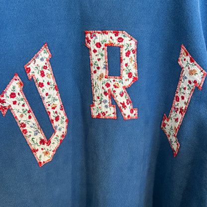 90's Unknown URI リバースウィーブタイプスウェット 内縫い アップリケ 刺繍 青/B1761S-SO