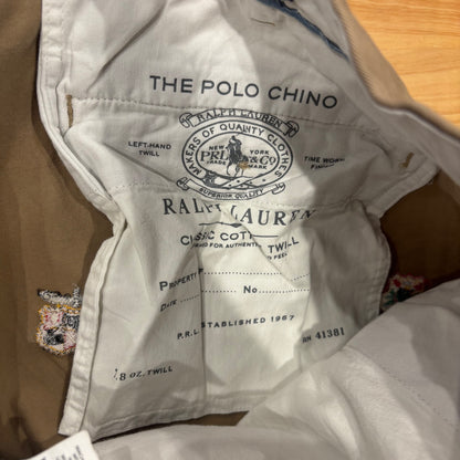 00's Polo Ralph Lauren ラルフローレン Classic fit 刺繍入りポロチノ チノパン ベージュ(40×30)/B3087P-SO