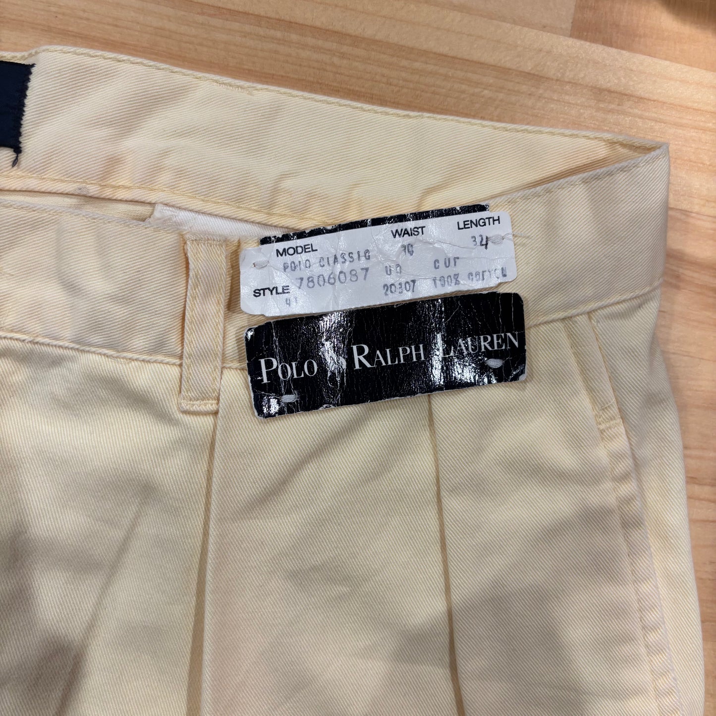 90's Polo Ralph Lauren ラルフローレン デッドストック ポロチノ 2タックチノパン ライトイエロー(34×34)/B3089P-SO
