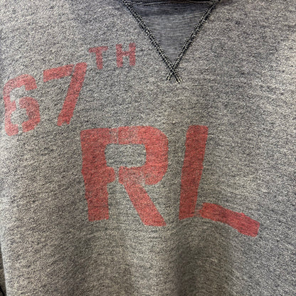 00's Polo Ralph Lauren ラルフローレン 後付けフーディ "67TH RL" グレー×レッド (L)/A1794