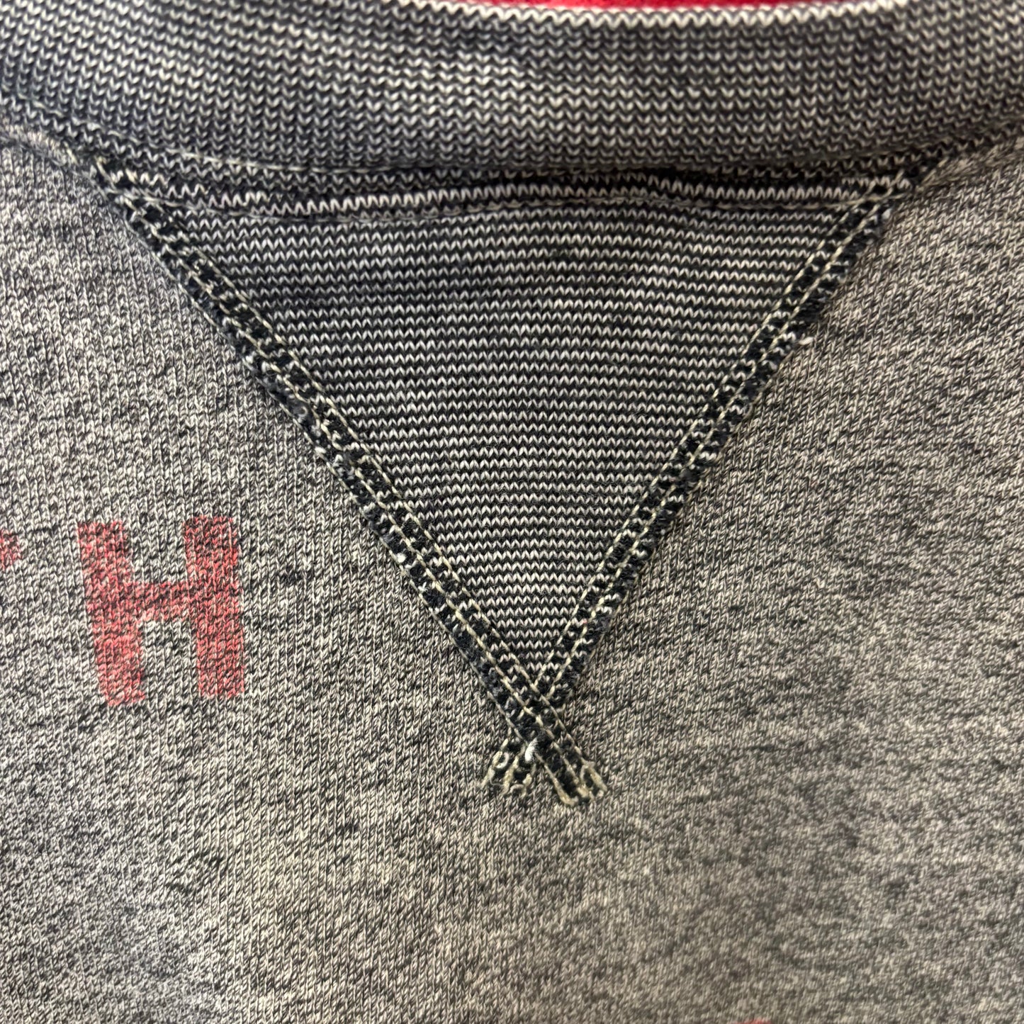 00's Polo Ralph Lauren ラルフローレン 後付けフーディ "67TH RL" グレー×レッド (L)/A1794