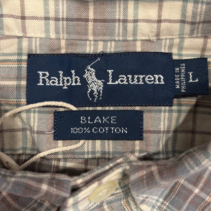 00's Ralph Lauren ラルフローレン チェックシャツ 白灰緑 (L)/A2523S-SO