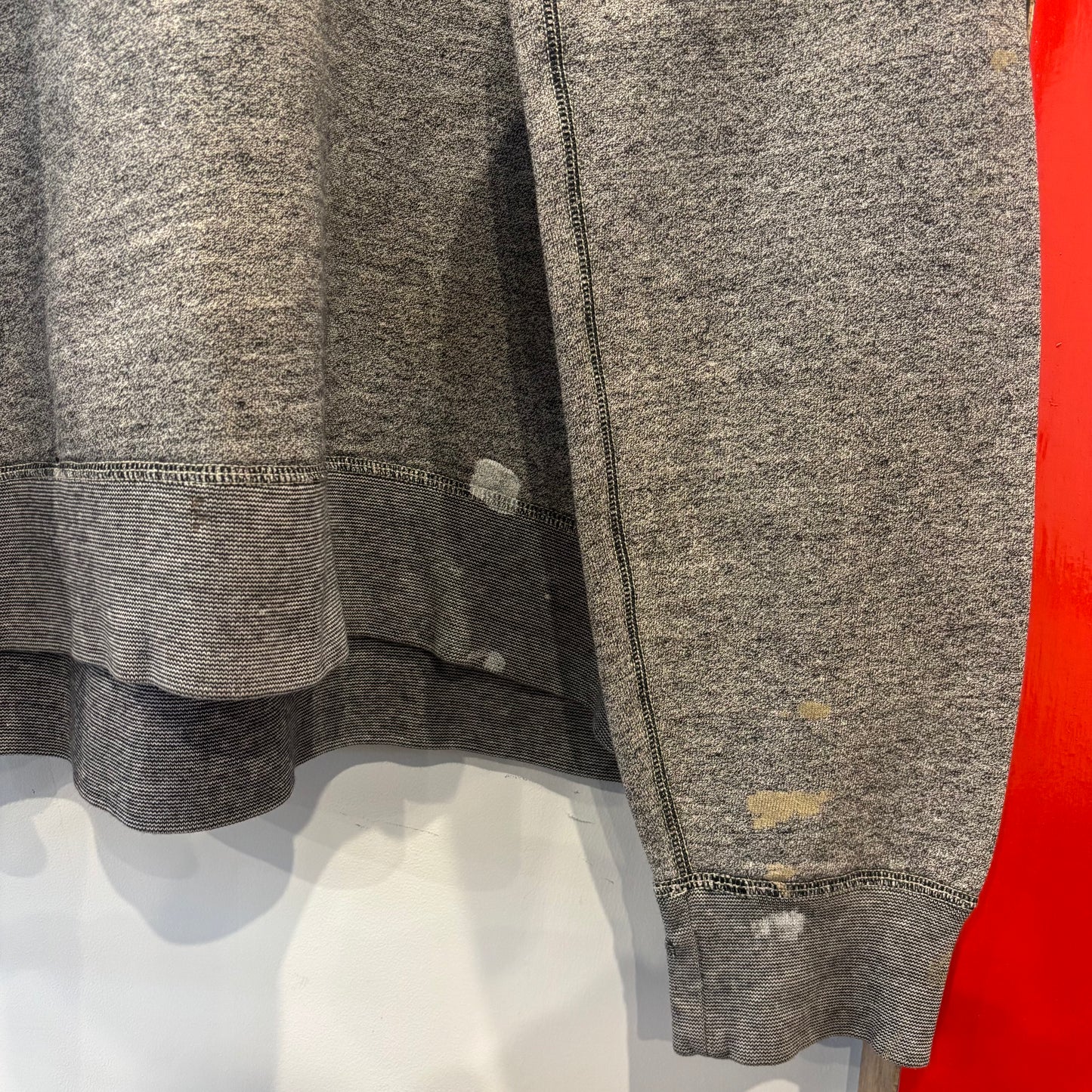 00's Polo Ralph Lauren ラルフローレン 後付けフーディ "67TH RL" グレー×レッド (L)/A1794