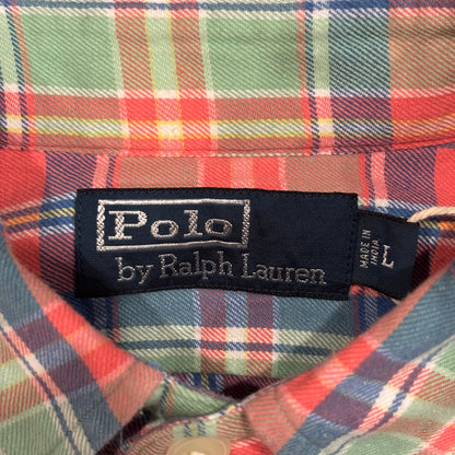00's Ralph Lauren ラルフローレン チェックシャツ き緑橙青 (L)/A3521S-SO