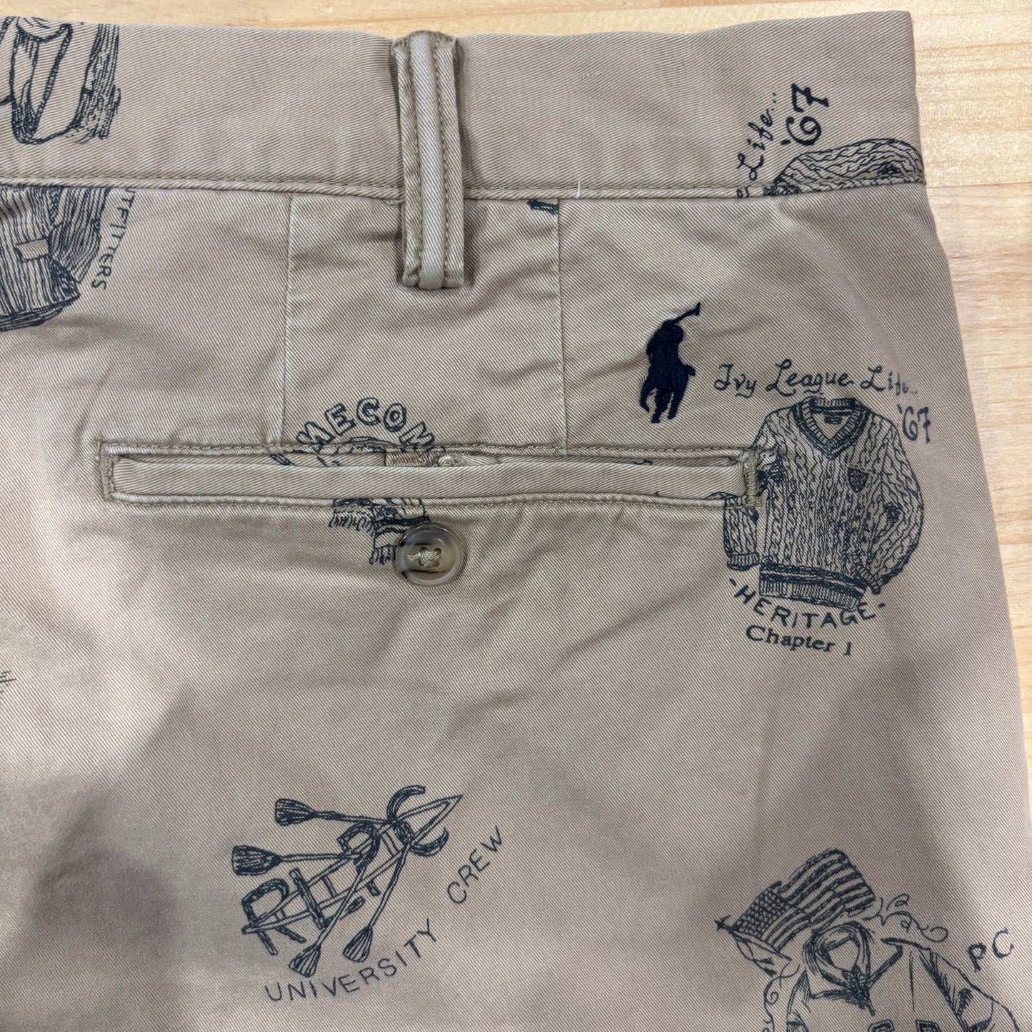 Polo Ralph Lauren ラルフローレン STRETCH STRAIGHT FIT ポロチノ グラフィックプリントチノパン ベージュ(36×32)/B1563P