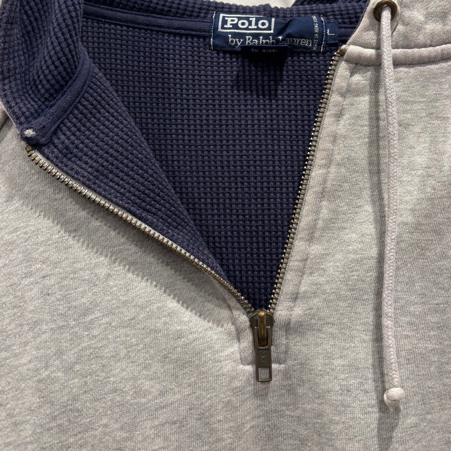 00's Polo Ralph Lauren ラルフローレン 裏サーマルハーフジップフーディ グレー(L)/B1806S-SO
