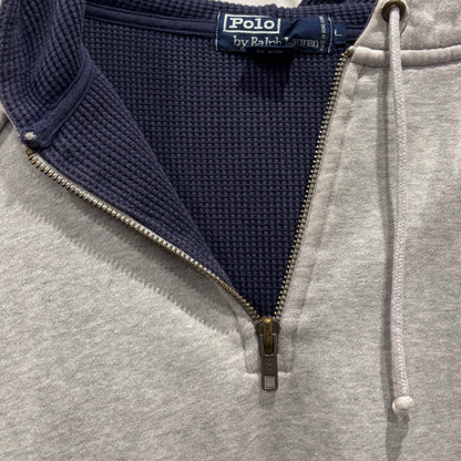 00's Polo Ralph Lauren ラルフローレン 裏サーマルハーフジップフーディ グレー(L)/B1806S-SO