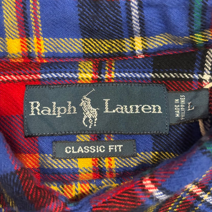 00's Ralph Lauren ラルフローレン チェックシャツ 青赤黄緑白 (L)/B1133S-SO