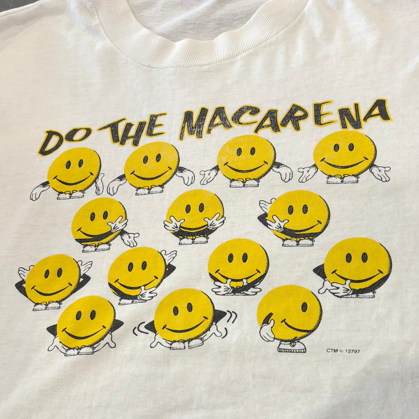 90's Hanes ヘインズ スマイリーフェイス プリントTシャツ 白 XL B3477T-SO