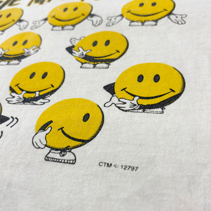 90's Hanes ヘインズ スマイリーフェイス プリントTシャツ 白 XL B3477T-SO