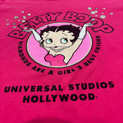 00's UNIVERSAL STUDIO HOLLYWOOD ユニバーサルスタジオ BETTY BOOP ベティ・ブープ キャラクターTシャツ ピンク XL B3477
