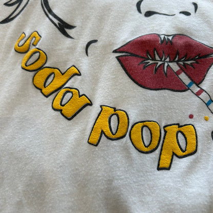 80's HANDTEX Soda Pop イラストプリントTシャツ 白(XL)/B2177T-SO