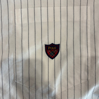 00's Ralph Lauren ラルフローレン ストライプシャツ 白青 (M)/A1595S-SO