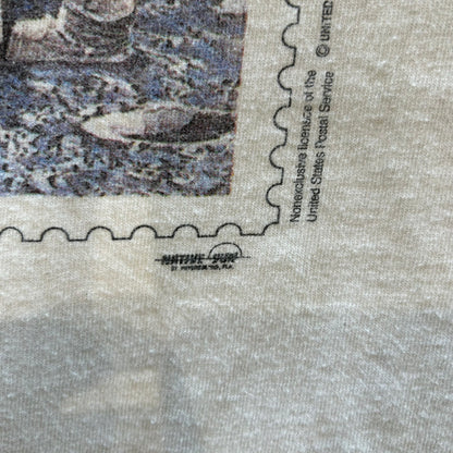 90's anvil  アポロ１１号月面着陸記念切手プリントTシャツ 白(XL)B1942T-SO