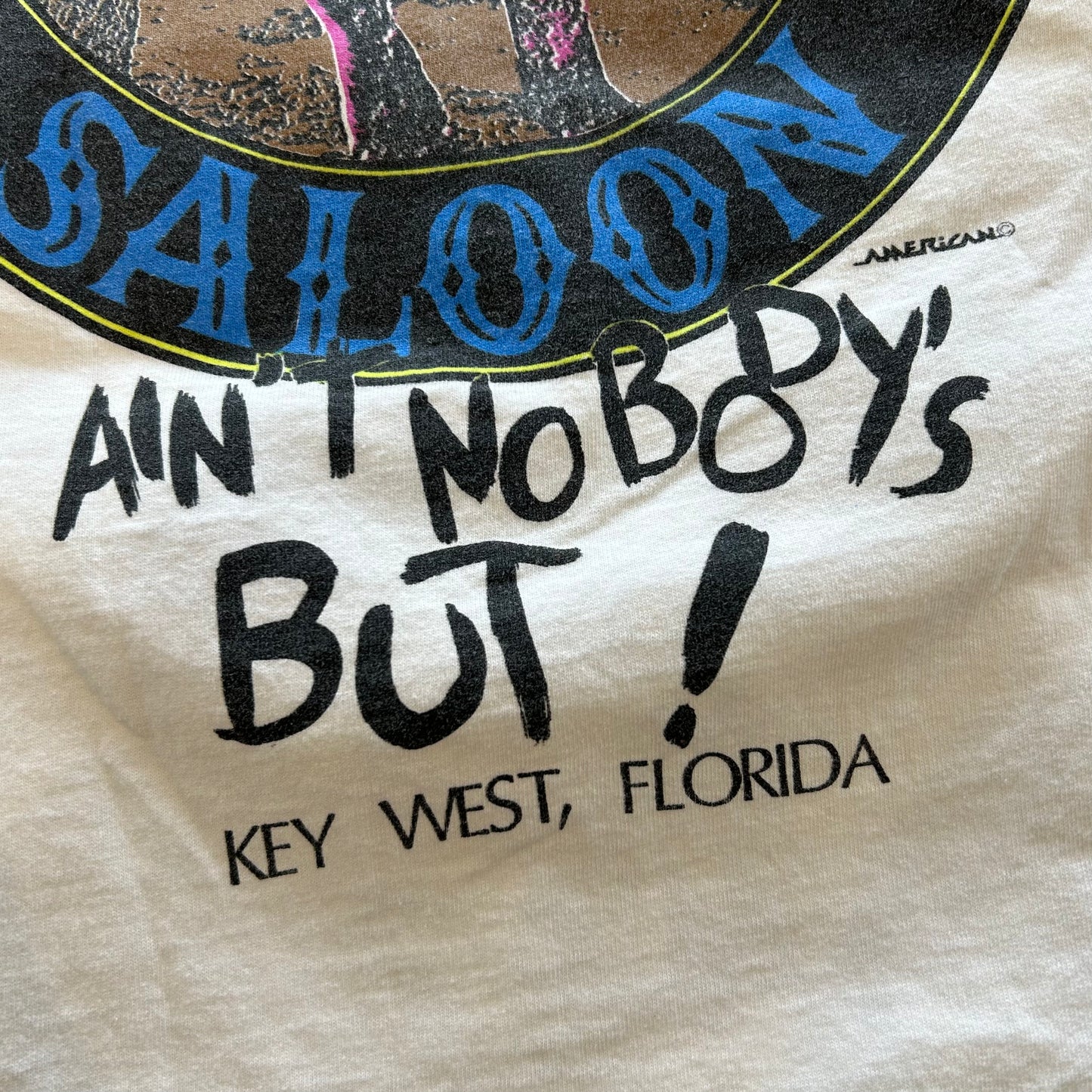 90's Fruit of the loom レストラン＆バー ホッグズ・ブレス・サルーン ショップロゴ プリントTシャツ 白(XL)/B1945T-SO