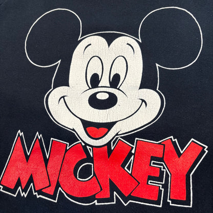 80's  Disney  ミッキー ラグラン スウェット 黒 XL /A8263S-SO