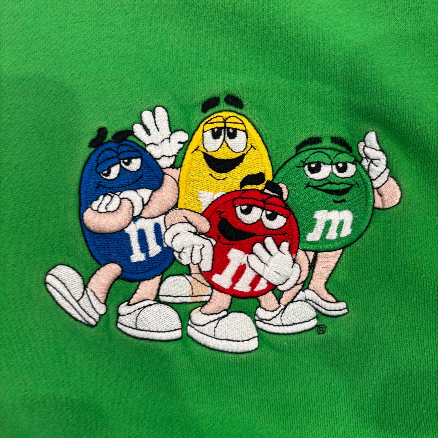 90's  M&Ms  キャラクター刺繍 スウェット 緑 M /A7828S-SO