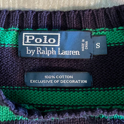Polo by Ralph Lauren ラルフ ローレン コットンニット ボーダー 緑・紺 (S)/B1496K-SO