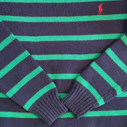 Polo by Ralph Lauren ラルフ ローレン コットンニット ボーダー 緑・紺 (S)/B1496K-SO