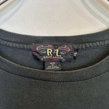 90's RRL Built For Quality & Endurance モーターサイクルTシャツ 三つ星タグ 黒 (XL)/C0879T-SO