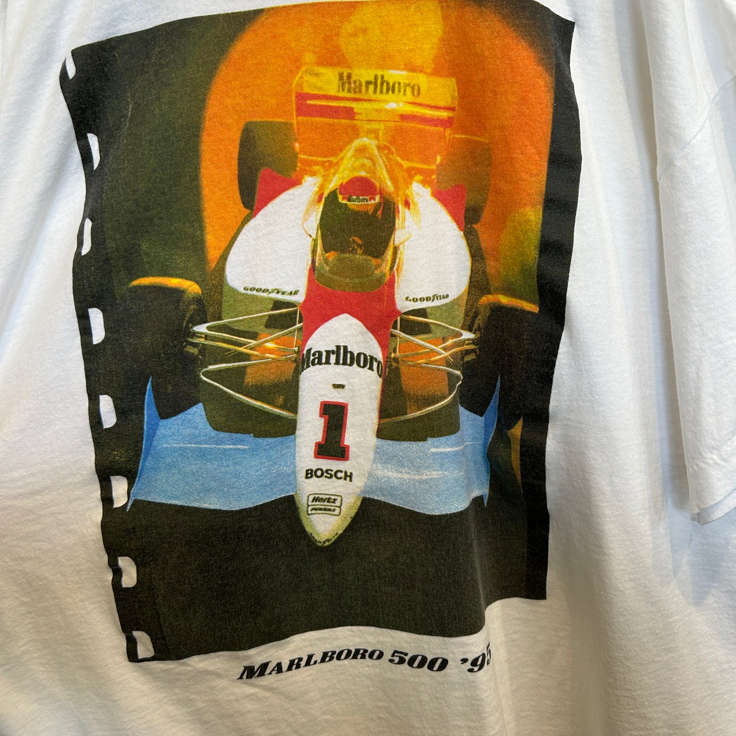 90's Marlboro マルボロ チーム・ペンスキー インディカー フォトプリントTシャツ 白 (XL)/B3653T-SO