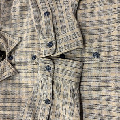 90's RRL ラルフローレン フランネルシャツ チェック グレー青 (L)/A7531S-SO