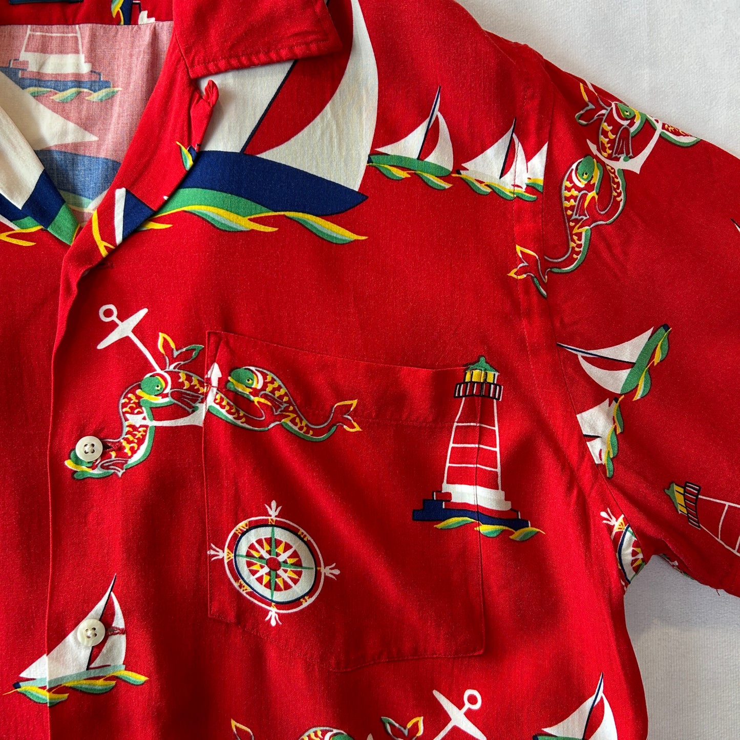 Polo by Ralph Lauren ラルフローレン レーヨンアロハシャツ 赤(M)/C0880SH-SO