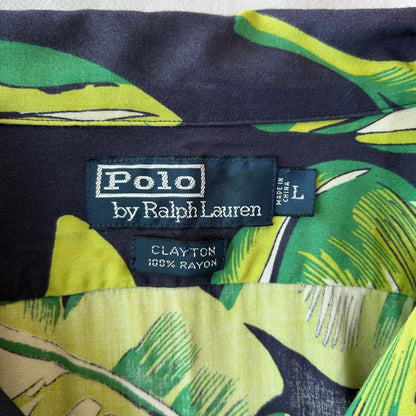 90's Polo by Ralph Lauren "CLAYTON" ラルフ レーヨン オープンカラーシャツ バナナリーフ (L)/A7419SH-SO