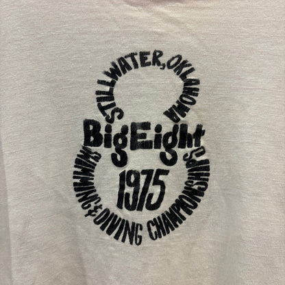 70's SPROCE "BigEight" Swimming & Diving Championships 記念グラフィック リンガーTシャツ 白 (XL)/A4142