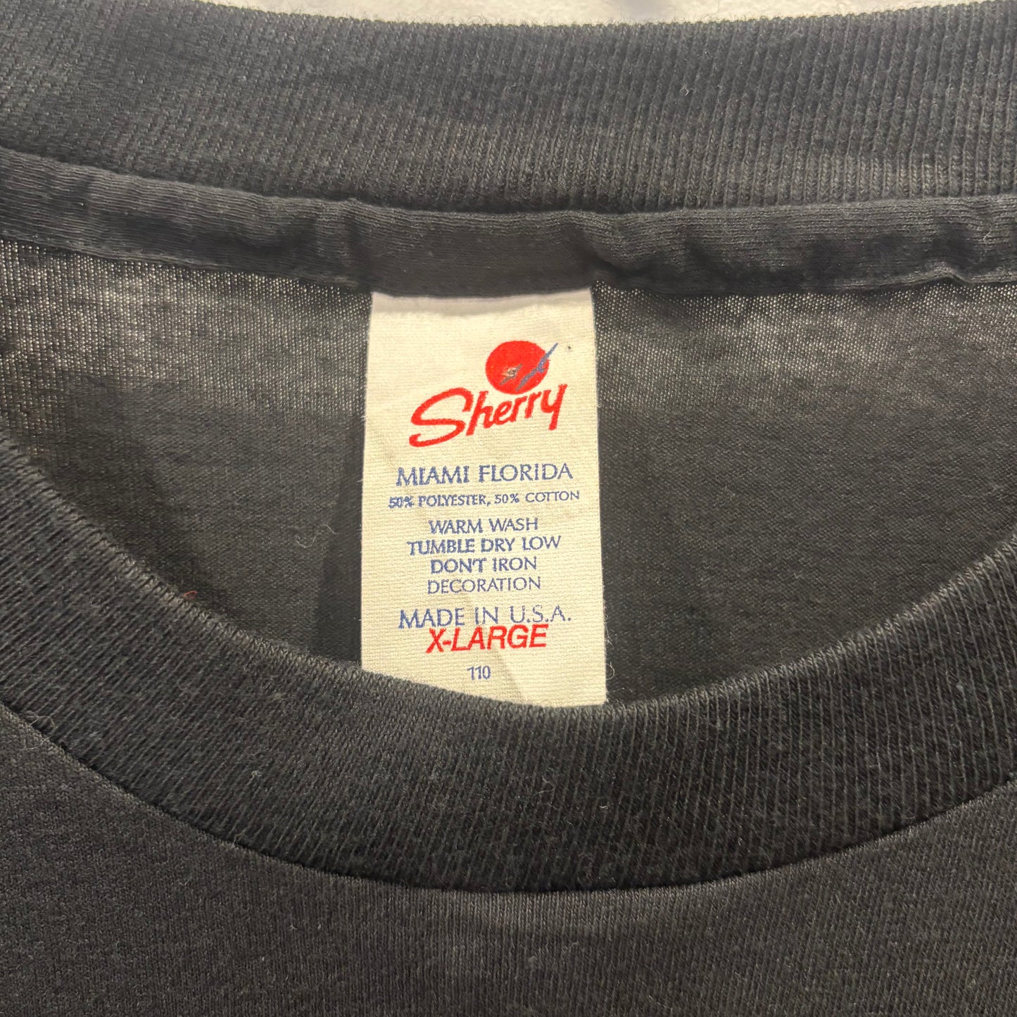 80's-90's Sherry Manufacturing FLORIDA Mickey Mouse キャラクターTシャツ 黒 (XL)/A4256T-SO